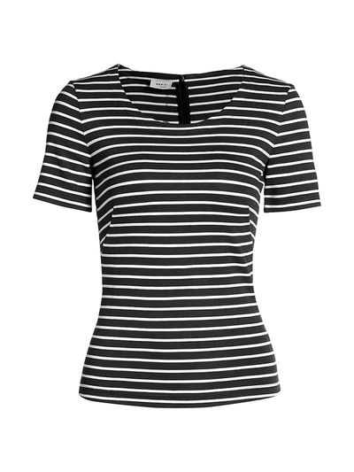 Shop Akris Punto Striped Jersey T-shirt In Black White