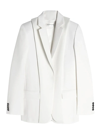 Shop Victoria Beckham Double Layer Wool Jacket In Off White