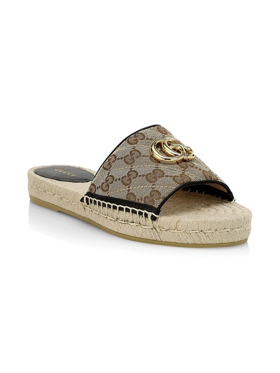 Shop Gucci Women's Gg Matelassé Canvas Espadrille Sandal In Beige