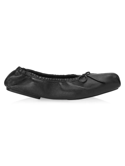 Shop Khaite Ashland Square-toe Leather Ballet Flats In Black