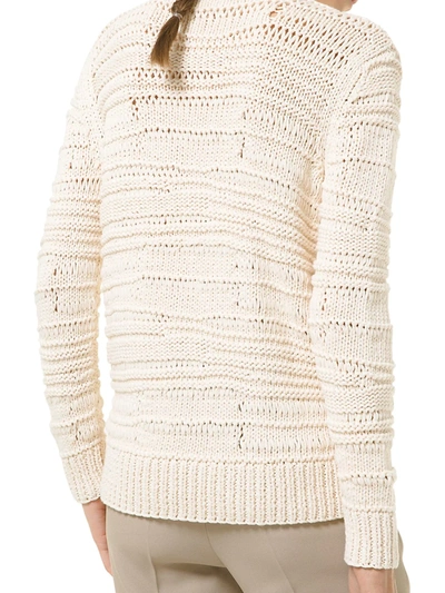 Shop Michael Kors Organic Cotton Pulled Knit Sweater In Sand
