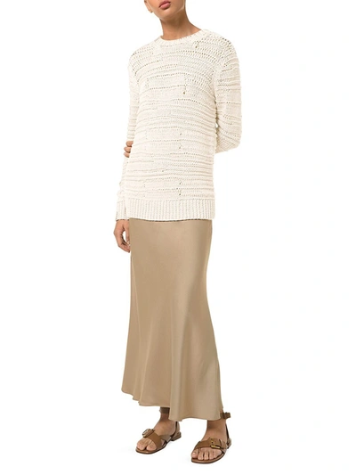 Shop Michael Kors Organic Cotton Pulled Knit Sweater In Sand