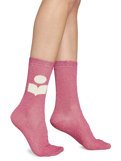 Shop Isabel Marant Slazia Logo Crew Socks In Candy Pink