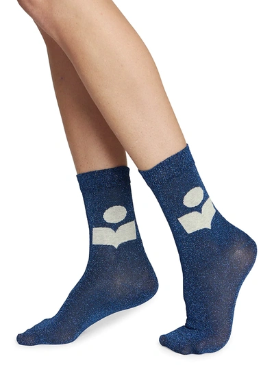 Shop Isabel Marant Slazia Logo Crew Socks In Blue