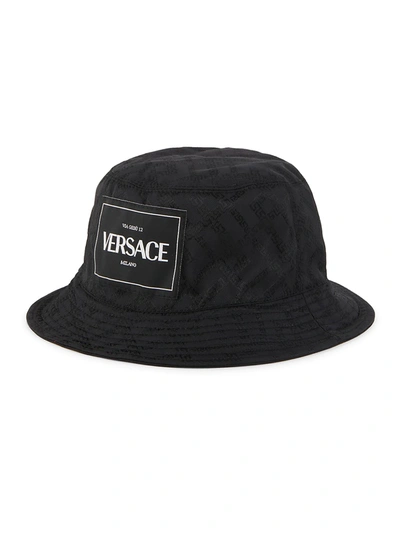 Shop Versace Men's Logo Bucket Hat In Nero