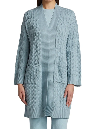 Shop Sablyn Mirna Long Cable-knit Cardigan In Sky