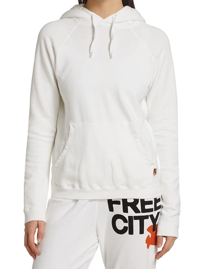 Shop Free City Super Vintage Pullover Hoodie In White Glow