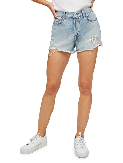 Shop 7 For All Mankind Monroe Cut-off Distressed Denim Shorts In Cosmic Blue