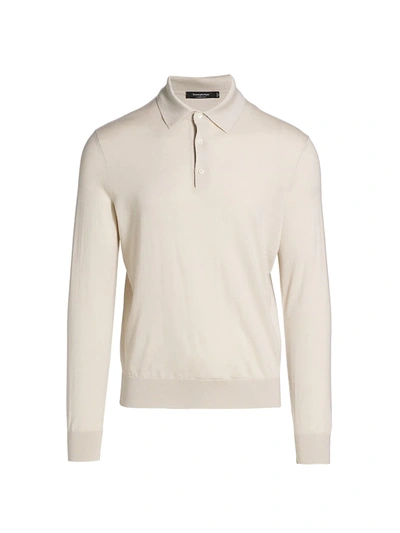 Shop Ermenegildo Zegna Long-sleeve Cashmere & Silk Polo In White
