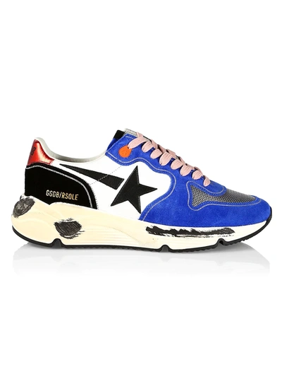 Shop Golden Goose Running Sole Low-top Sneakers In White Blue
