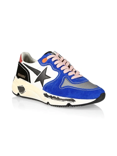 Shop Golden Goose Running Sole Low-top Sneakers In White Blue