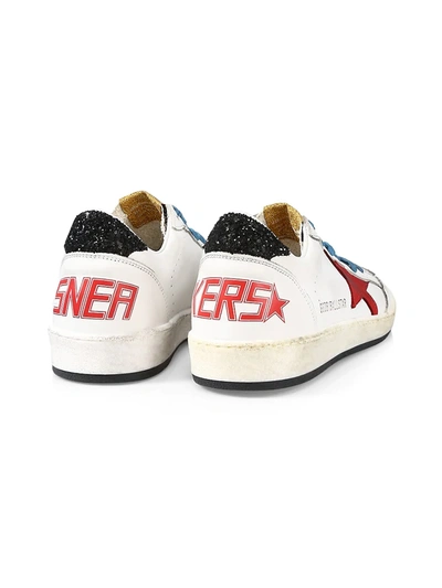 Shop Golden Goose Men's Ball Star Leather Sneakers In White Red