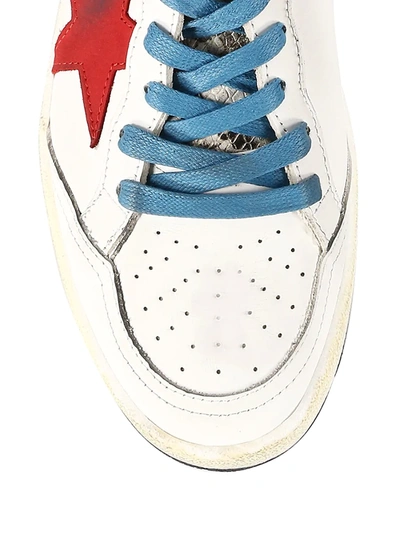 Shop Golden Goose Men's Ball Star Leather Sneakers In White Red