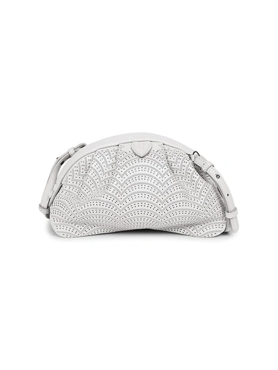 Shop Alaïa Samia Perforated Leather Clutch In White