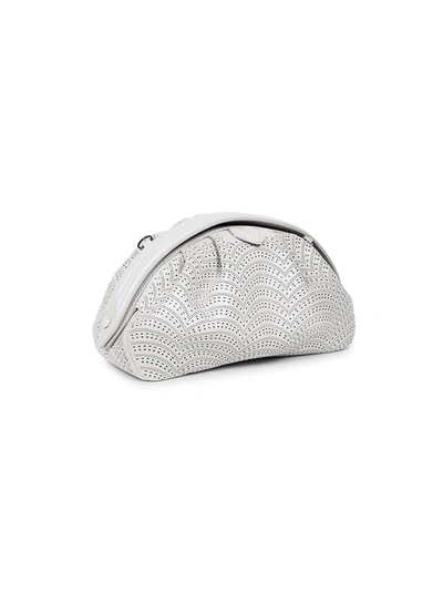 Shop Alaïa Samia Perforated Leather Clutch In White