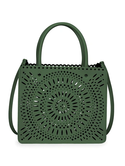 Shop Alaïa Women's Garance Perforated Leather Tote In Aloe