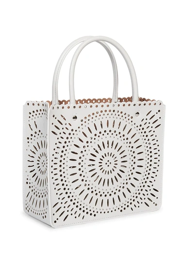 Shop Alaïa Women's Garance Perforated Leather Tote In White