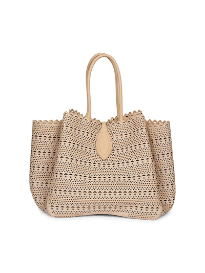 Shop Alaïa Women's Angele Perforated Tote In Desert