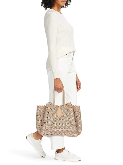 Shop Alaïa Women's Angele Perforated Tote In Desert