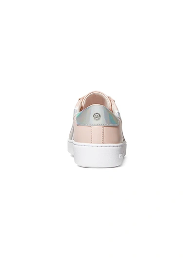Shop Michael Michael Kors Slade Iridescent Leather Sneakers In Soft Pink