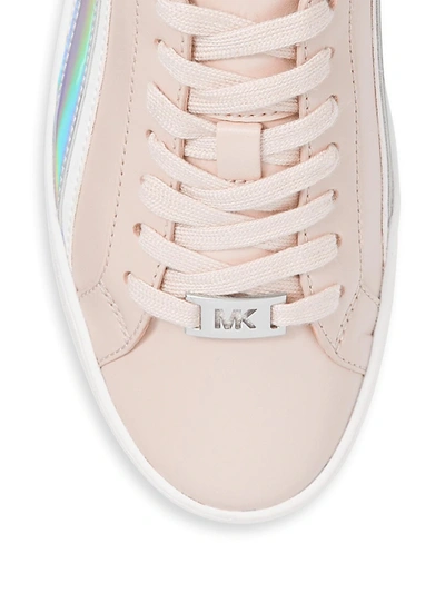 Shop Michael Michael Kors Slade Iridescent Leather Sneakers In Soft Pink