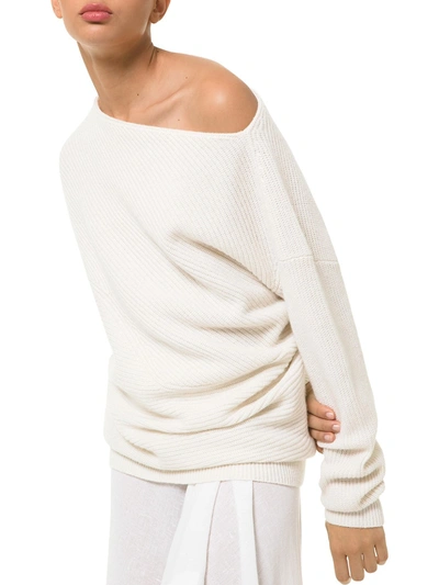 Shop Michael Kors Twisted Shaker Knit Pullover Sweater In White