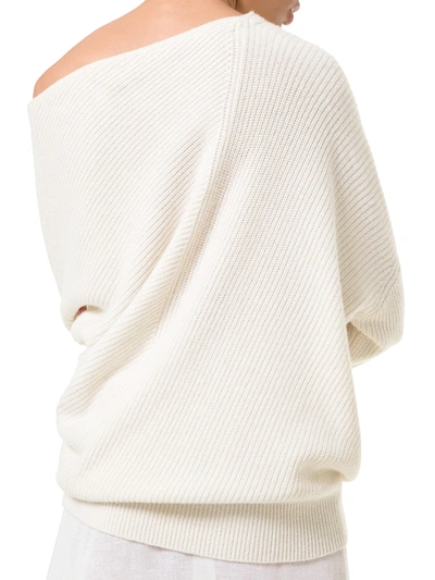 Shop Michael Kors Twisted Shaker Knit Pullover Sweater In White