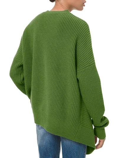 Shop Michael Kors Asymmetric Shaker Cashmere Crewneck Sweater In Lawn
