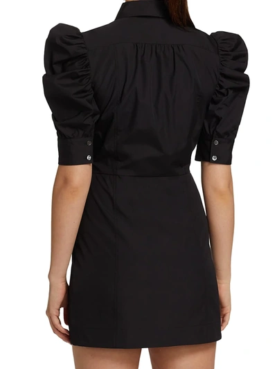 Shop Frame Gillian Ruched Short-sleeve Bodycon Shirtdress In Noir