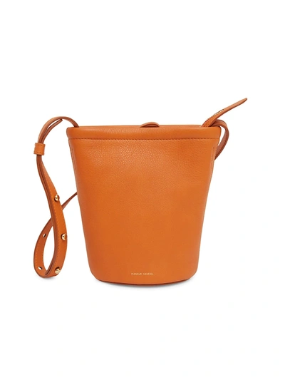 Shop Mansur Gavriel Mini Zip Leather Bucket Bag In Arancio