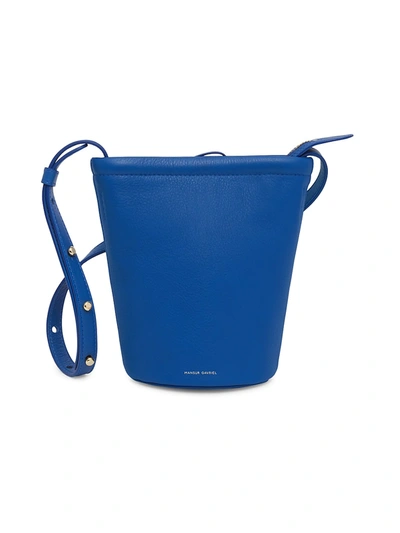 Shop Mansur Gavriel Mini Zip Leather Bucket Bag In Elettrico