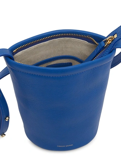 Shop Mansur Gavriel Mini Zip Leather Bucket Bag In Elettrico