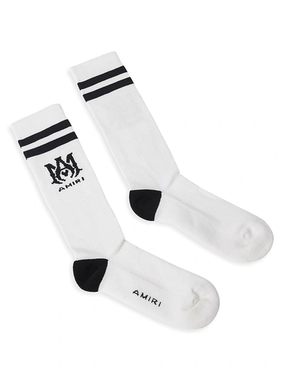 Shop Amiri Men's Ribbed Crew Socks In Black