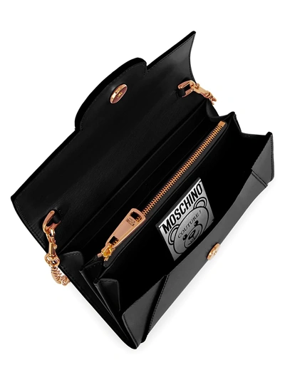 Shop Moschino Bear Leather Wallet-on-chain In Black