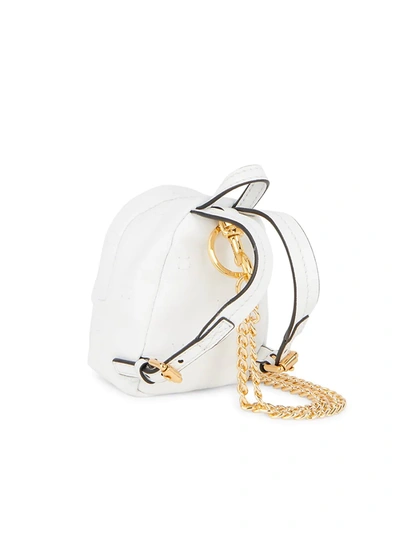 Shop Moschino Women's Mini Logo Leather Crossbody Backback In White