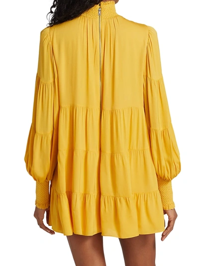 Shop Alice And Olivia Karena Smocked Babydoll Dress In Golden Rod