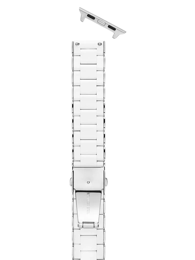 Shop Michele Women's Apple Watch Stainless Steel & Silicone Bracelet Strap/38/40/41 & 42/44/45/49mm In White