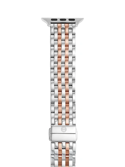 Shop Michele Women's Apple Watch 18k Rose Goldplated & Stainless Steel Bracelet Strap/38/40/41 & 42/44/45/49mm In Silver Pink