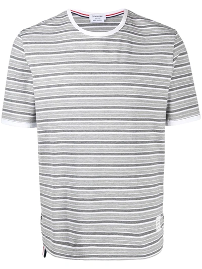 Shop Thom Browne Bar Stripe Short-sleeve Ringer T-shirt In Grey