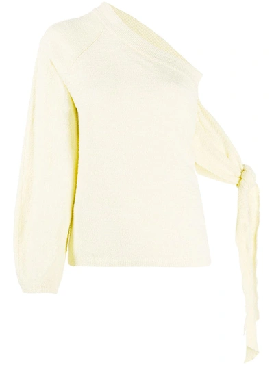 Shop Nanushka Cleto One-shoulder Knit Top In Yellow