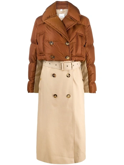 Shop Burberry Hybrid Puffer Trench Coat In Braun
