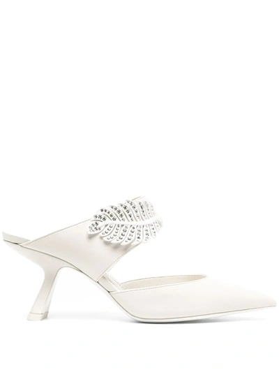 Shop Nicholas Kirkwood Monstera Mules 70mm In White