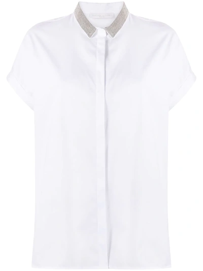 Shop Fabiana Filippi Glitter-collar Buttoned Shirt In White