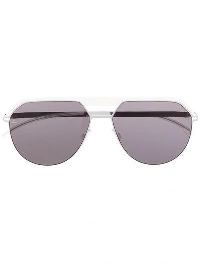 Shop Mykita Pilot-frame Sunglasses In Silver