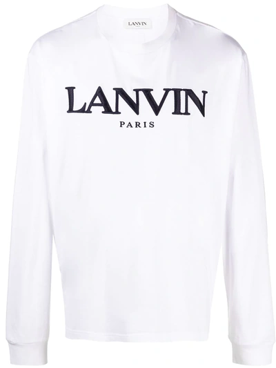 Shop Lanvin Logo-print Long-sleeve T-shirt In White