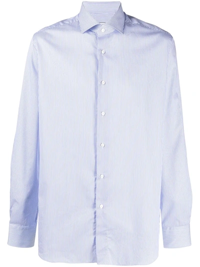 Shop Xacus Fine Stripe-print Cotton Shirt In Blue