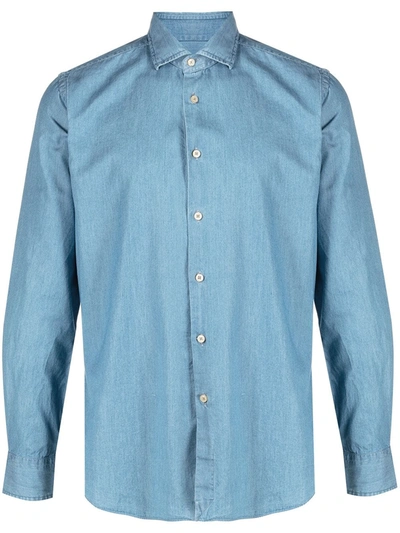 Shop Xacus Classic Cotton Shirt In Blue