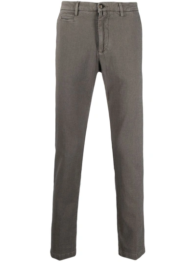 Shop Briglia 1949 Slim-cut Cotton Trousers In Grey