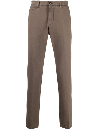Shop Briglia 1949 Slim-cut Cotton Trousers In Brown