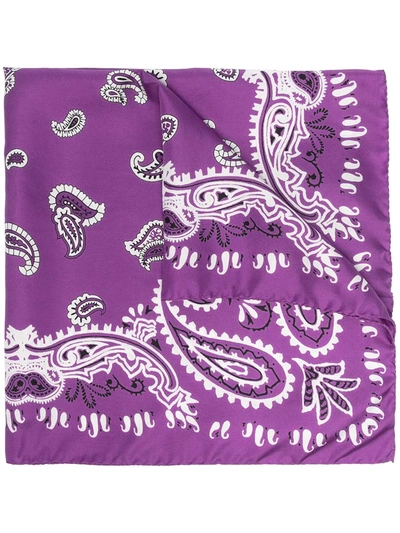 Shop Etro Bandana Print Silk Scarf In Purple